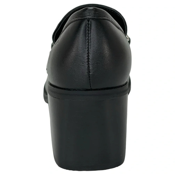 Calvin Klein Venty Black Faux Leather Heeled Womens Loafers Size 5M - Picture 3 of 14